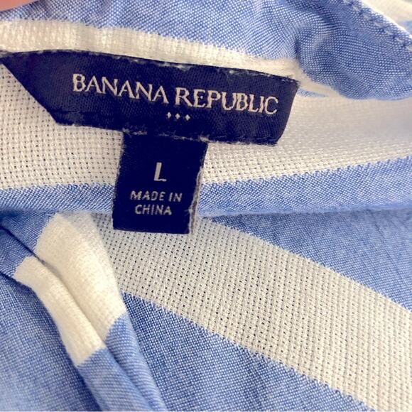 Banana Republic blue and white striped lightweight gauzy feel blouse large - Picture 5 of 6